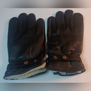 Men's Thinsulate, Faux Shearling Trim, Wriststrap Leather Gloves XXLARGE BLACK